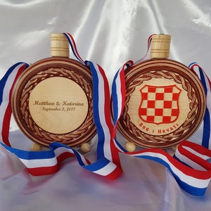 Croatian Cuturica, Size L, 500ml, Old Grb, Wooden Flask, Customized for your Wedding