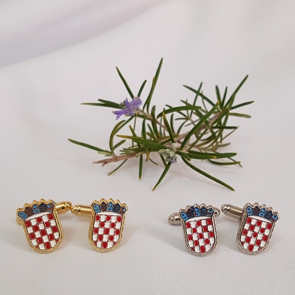 Croatian Cuff Links, New and Old Grb, Coat of Arms, Gold and Silver