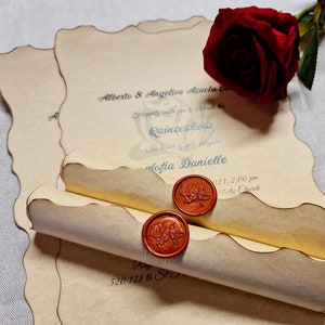 Quinceañera Scroll Invitation Handmade with Wax Seal Stamp, 50-60 Pieces