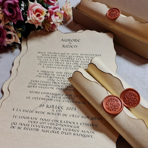 Vintage Hochzeitseinladung Handgemacht mit Wachssiegel Stempel, 10-20 Stück