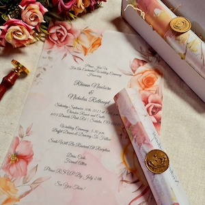 Herbstliche Hochzeitseinladung mit Siegelstempel, 10-20 Stück