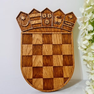 Grb croata de madera, decoración de pared hecha a mano