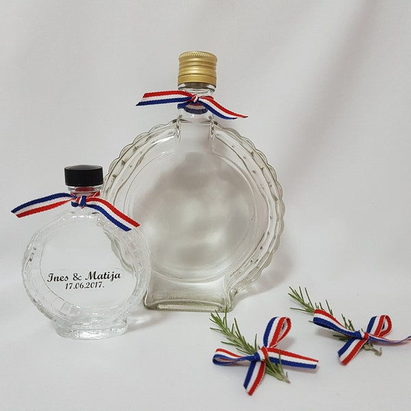 Cuturica Wedding Favor, Glass Bottle, Personalized As You Wish, 100ml or 700ml, Customized for your Wedding