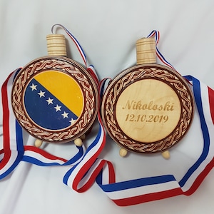 Bosnia Cuturica, Size S-XL, Personalized on Both Sides, Wooden Flask, Customized for your Wedding