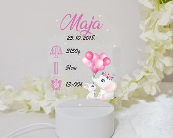 Baby Birth Details Lamp, Kids Room Night Light, LED Light