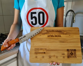 Personalized Jubilee Birthday Gift Set, Cutting Board, Knife and Apron