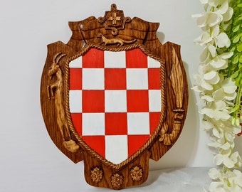 Wooden Old Croatian Grb, Handcrafted Wall Decor