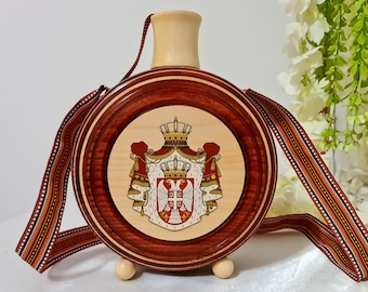 Cuturica serbe, flacon en bois, personnalisé des deux côtés, taille S-XL