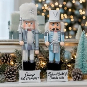 Personalized Blue and White Nutcracker with Family Name, 25cm, 10"