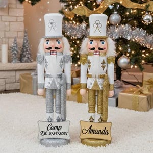 Personalized Silver or Gold Nutcracker with Family Name, 30cm, 11.8", 1pcs