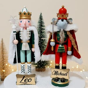 Gepersonaliseerde pluche notenkraker koning en muis met familienaam, 30 cm, 11,8 inch