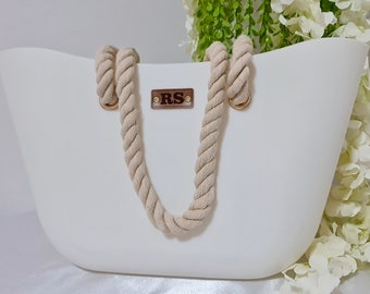 Personalized Rubber Beach Bag with Rope Handles, 4 Colors