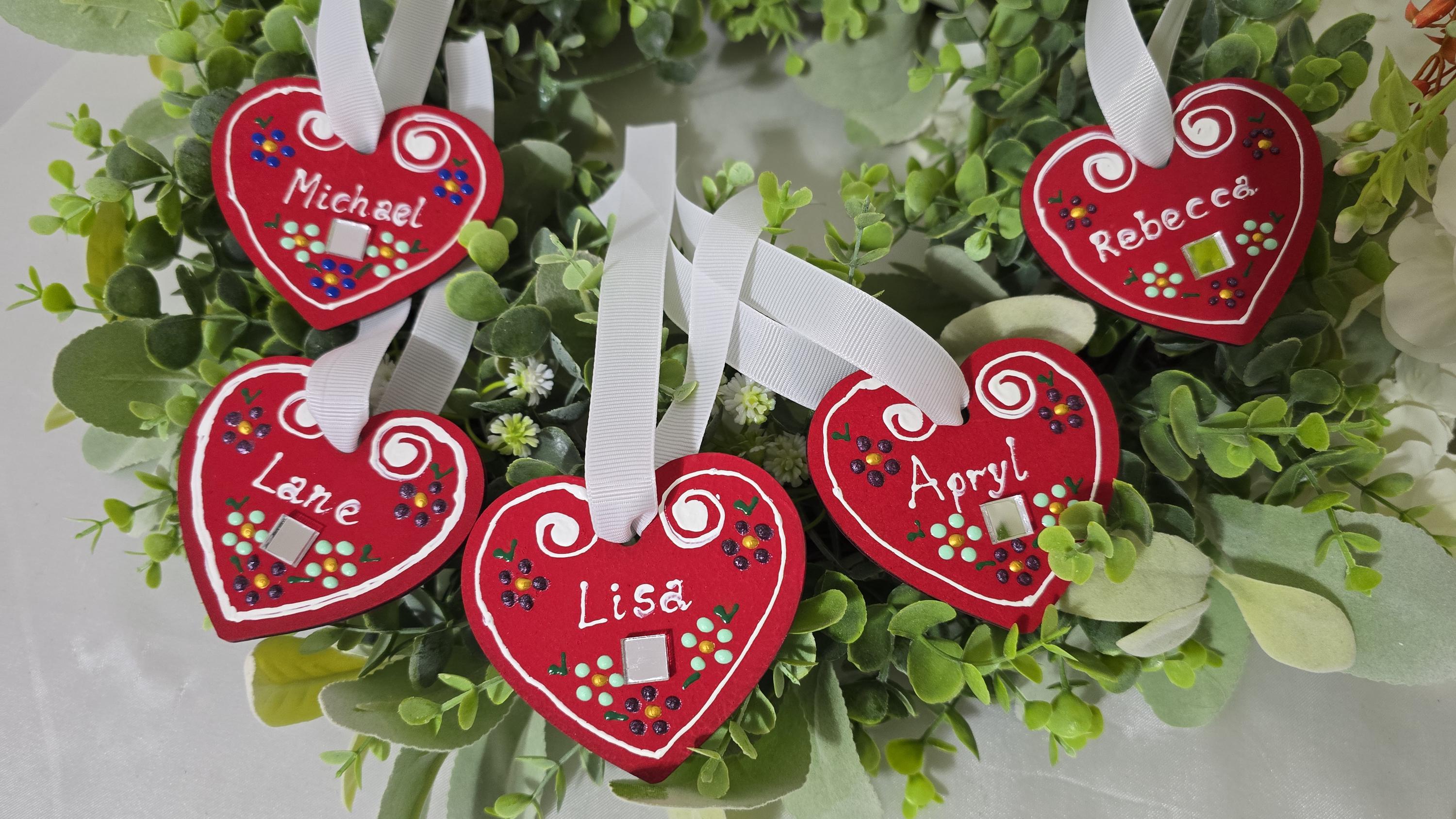 じゃらじゃらドールチャームレッドハート柄ワンピースzechito Personalized Licitar Heart, Wooden Christmas Tree Ornament - Etsy