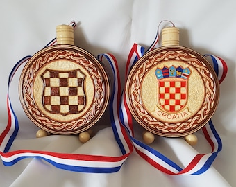Legno Fiaschetta Austria 6oz. Con diamanti austriaco di Adler Stemma animale