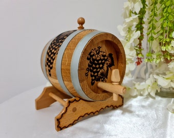 Croatian Bacva, Wooden Alcohol or Wine Barrel with Stand, 1-10L, Personalizable