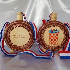 Croatian Cuturica, Size L, 500ml, New Grb, Wooden Flask, Customized for your Wedding