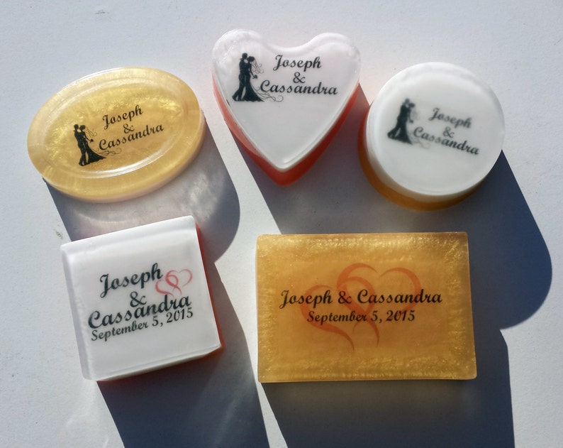 5 pcs Personalized Wedding Favors Soap Choose Your Scent and Color Square Shaped Bridal Shower