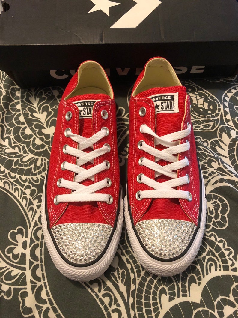 Red bedazzled converse Clearance