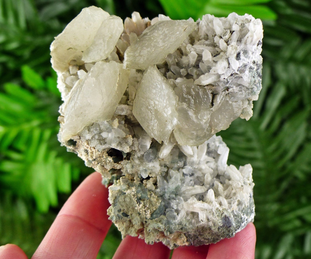 Amazing Milky Quartz With Chlorite and Calcite, Quartz Crystal