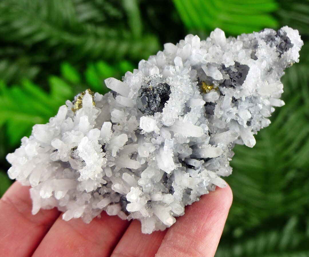 Amazing Quartz With Chalcopyrite and Sphalerite, Raw Crystal, Natural ...