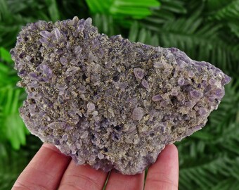 Amethyst with Pyrite, Purple Crystals, Mineral, Raw Crystals, Healing Crystals and Stones, Pyrite, Amethyst B687
