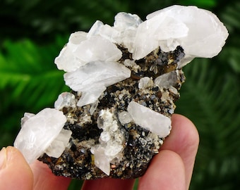 Sphalerite, Chalcopyrite, Calcite, Raw Crystal, Natural Mineral, Fluorescent Specimen, Crystal Cluster, Rare Mineral S234