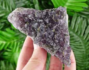 アメジストと黄銅鉱、紫水晶、鉱物、原石、ヒーリングクリスタルと石