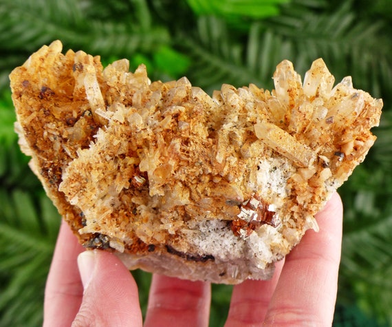 Amazing Clear Quartz With Iron Oxide, Raw Crystal, Natural Mineral