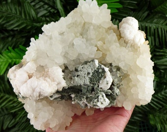 Amazing Big Quartz with Manganoan Calcite and Chlorite,  Crystal, Mineral, natural Crystal, Raw Crystals, Calcite Crystal, Quartz  B2712