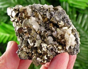 Amazing Pyrite with Calcite Crystallization, Crystal, Mineral, Natural Crystal, Stone, Stones B3902