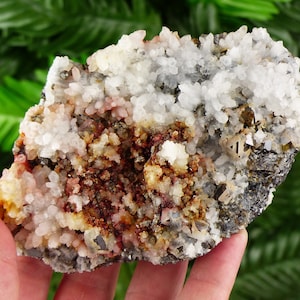 Amazing Milky Quartz with Iron Oxide, Pyrite, and Sphalerite, Raw Crystal, Natural Mineral, Healing Crystal, Mineral Specimen B3026