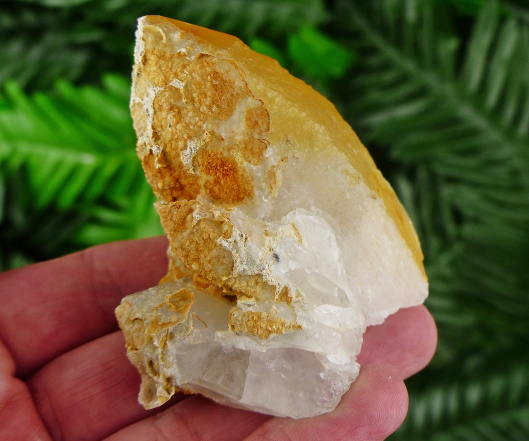 Milky Quartz With Iron Oxide Quartz Crystal Natural Mineral Etsy