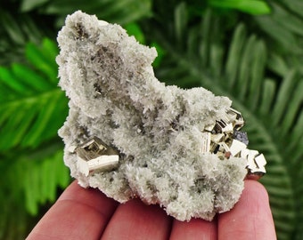 Quartz with Pyrite, Quartz Crystal, Pyrite Cube, Raw Crystal, Natural Mineral, Crystal Cluster, Healing Crystal, Mineral Specimen S208