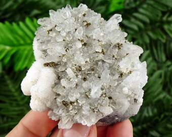 Clear Quartz, Calcite, Chalcopyrite, Raw Crystal, Natural Mineral, Crystal Cluster, Healing Crystal, Mineral Specimen, Krushev Dol ,Bulgaria