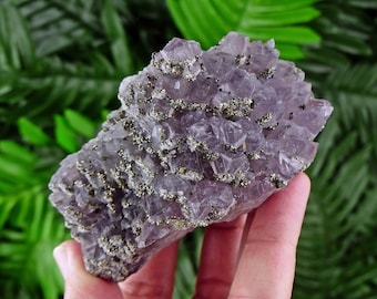 Amethyst with Pyrite, Purple Crystals, Mineral, Raw Crystals, Healing Crystals and Stones, Pyrite, Amethyst B736