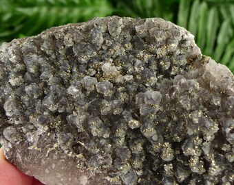 有名なチャラ鉱山産の希少な黄鉄鉱入りアメジスト、ブルガリア産