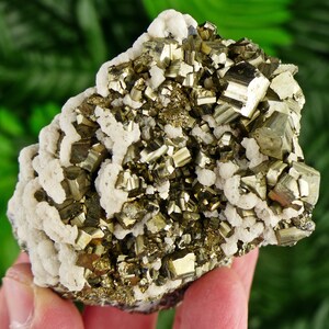 Incroyable cristal de pyrite brillant avec calcite, cristal brut, minéral naturel, cristal de guérison, cristal de spiritualité, spécimen minéral B3324