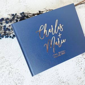 Foil Wedding Guest Book Alternative . Wedding Guest Book Polaroid . Rustic Wedding Guest Book . Guest Book Idea . Photo Guest Book NavyBlue&Gold Foil