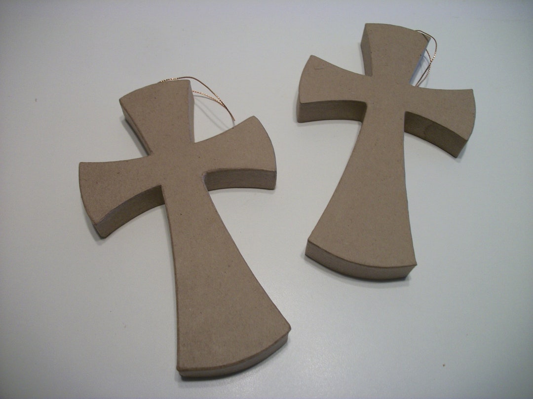 Set of 2 Paper Mache Crosses 7 X 4 1/4 X 3/4 Etsy