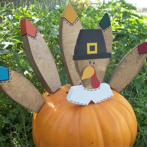 Last One Turkey Pumpkin Pokes Large Size Thanksgiving Decor Pilgrim Turkey Kit Ready to Ship