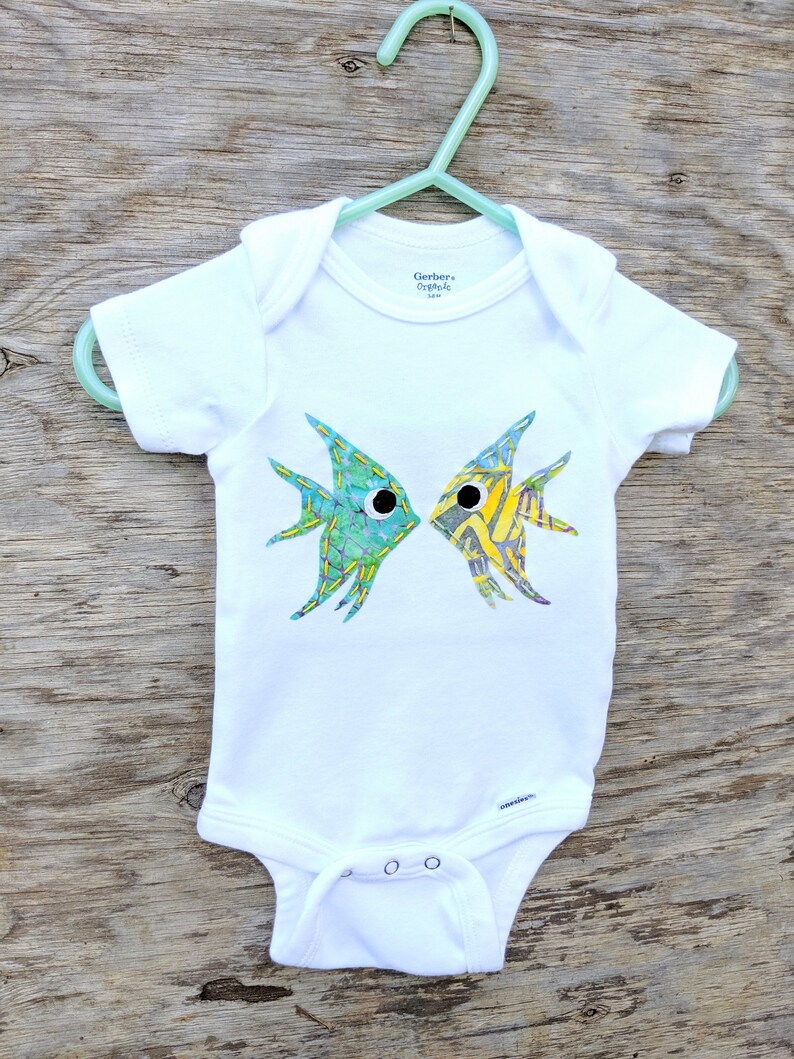 Double Fish Onesie Angelfish Baby Bodysuit Girl Boy Etsy