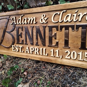 Personalized Wedding Gift Last Name Established Sign Family Name Sign Wooden Sign Custom Wood Sign Anniversary Couple Gift Personalized Sign image 1