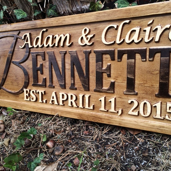 Personalized Wedding Gift Last Name Established Sign Family Name Sign Wooden Sign Custom Wood Sign Anniversary Couple Gift Personalized Sign