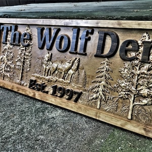 Custom Wolf Gift | Wolf Wall Art | Personalized Wood Wolves Sign | Cabin Decor | Mountain Decor | Man Cave Sign | Lake House Wolf Pack Lover