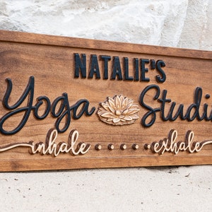 Personalized Wood Carved Yoga Meditation Room Name Sign, Namaste Yoga Studio Decor Birthday Gift for Her Mothers Day Gift for Mom Yoga Gifts