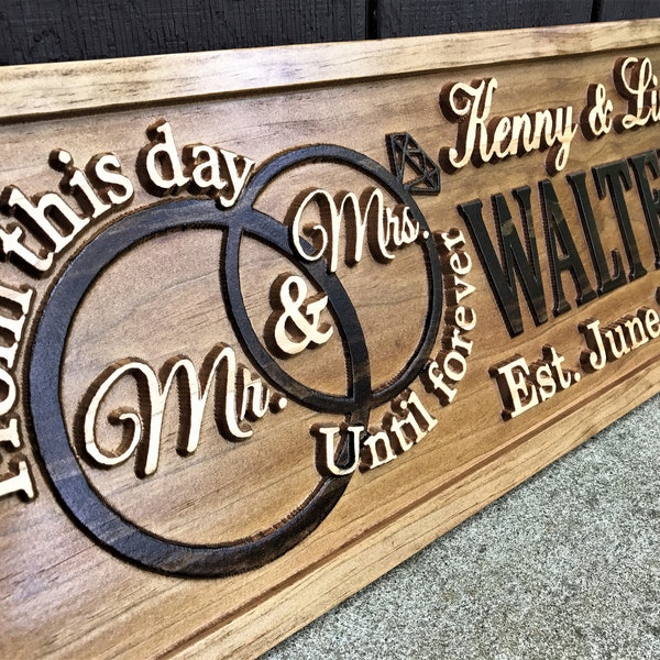 Mr and Mrs Sign Wooden Wedding Signs Wood Wedding Gift Custom Engagement Gift Established Marriage Bridal Shower Personalized Couple Gift