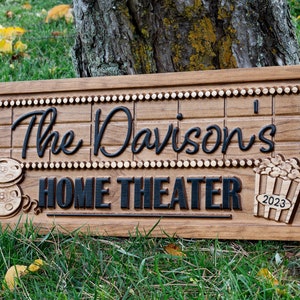 Personalized Movie Theater Cinema Sign | Home Theater Room Decor | Birthday Gift | Personalized Movie Room Name Signs, Custom Framed Marquee