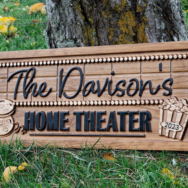 Personalized Movie Theater Cinema Sign | Home Theater Room Decor | Birthday Gift | Personalized Movie Room Name Signs, Custom Framed Marquee