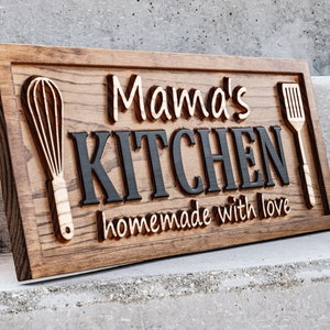 Personalized Kitchen Name Sign | Custom Mothers Day Gift for Mom Gift for Dad | Wood Kitchen Decor | Custom Name Sign Birthday Gifts for Her