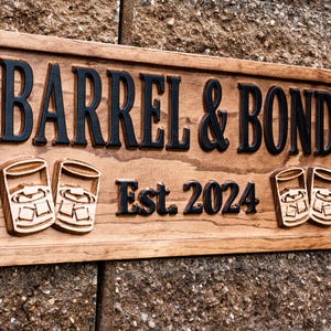 Personalized Bar Sign for Home Bar Decor Custom Bar Whiskey Lover Gift Wooden Pub Sign Basement Bar Sign Man Cave Decor Carved Wood Sign